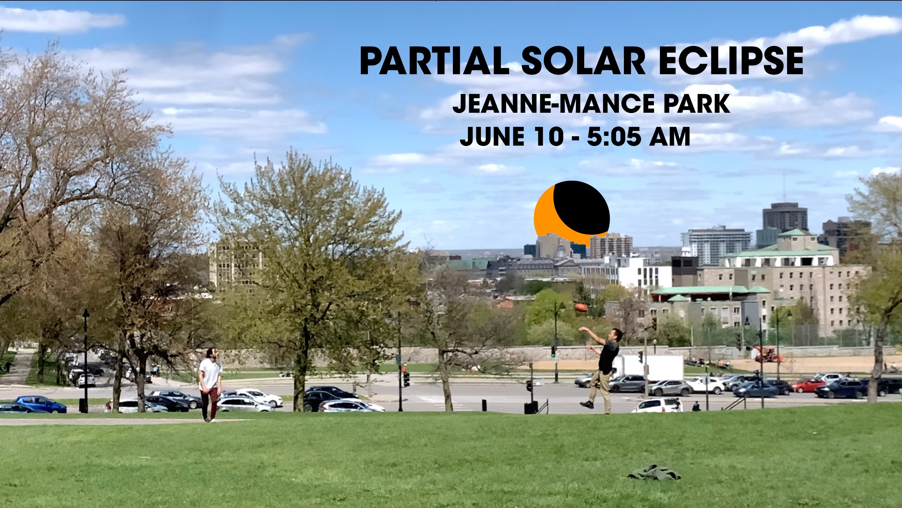 Solar eclipse in the Plateau, Jeanne Mance Park