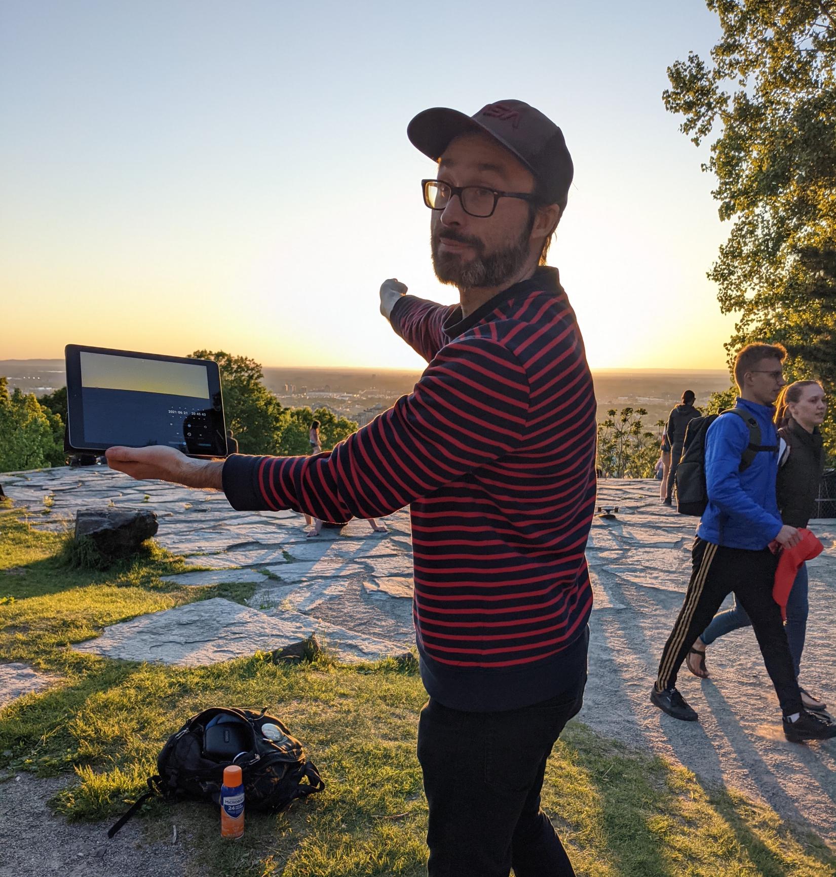 Trevor Kjorlien explaining sunset direction