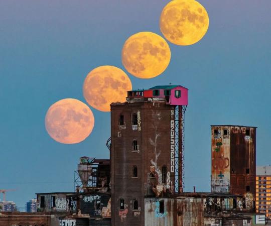AJ Korkidakis Full Moonrise over St Henri Silos