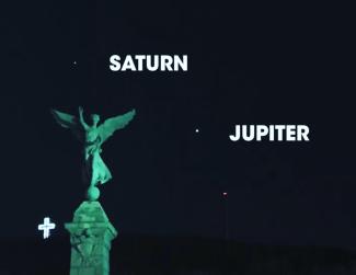 Jupiter and Saturn beside the Tam Tams Statue