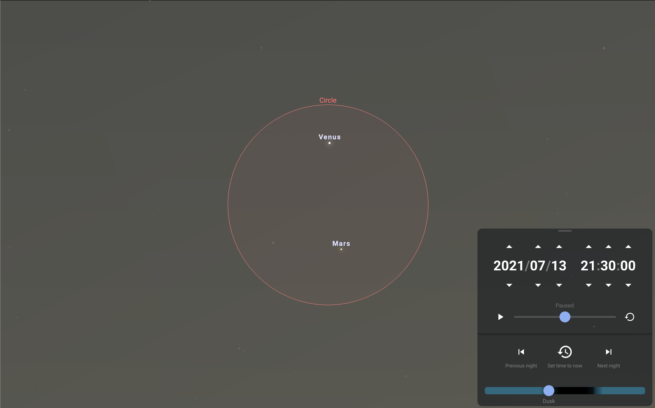 Venus and Mars visible at the same time through the telescope