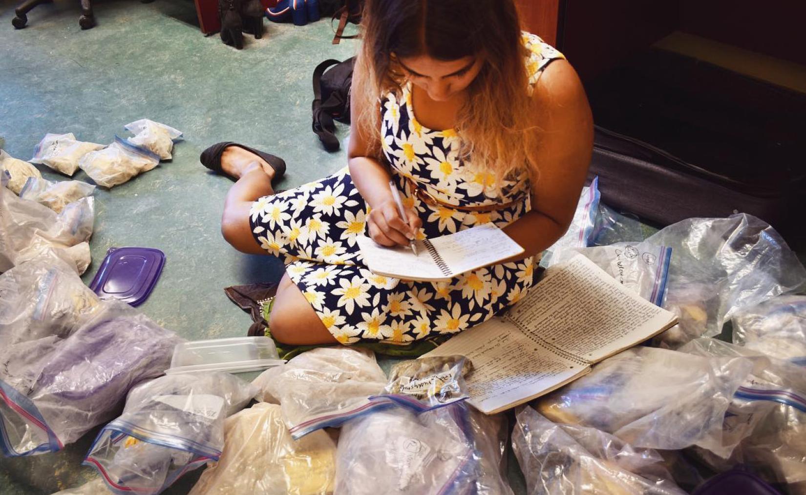 Debarati Das on floor organizing rocks