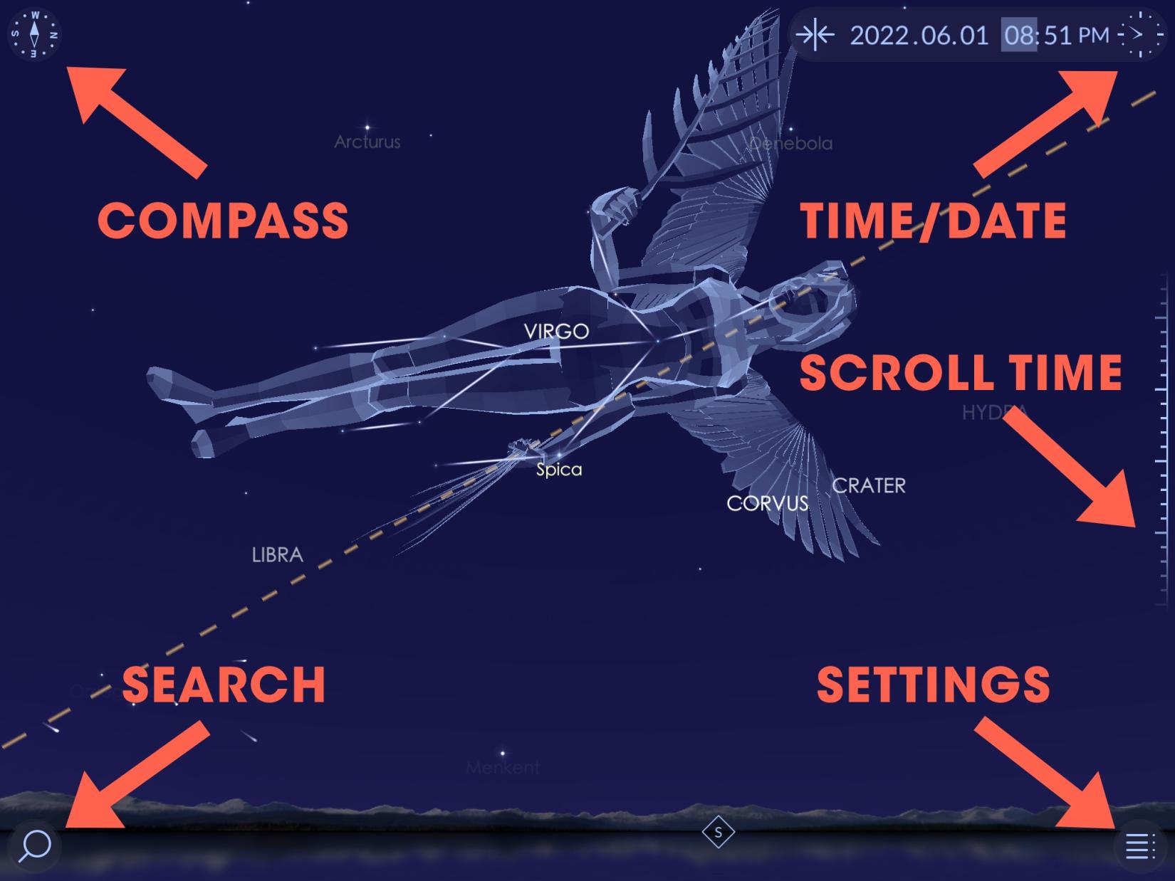 Screenshot of Star Walk 2 interface